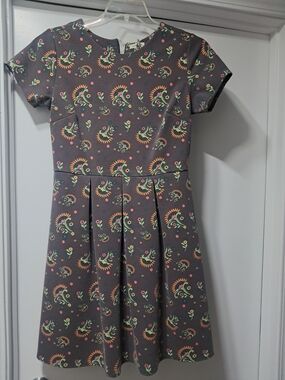 Matilda Jane Charcoal Dress with Coral and Mint Floral Print